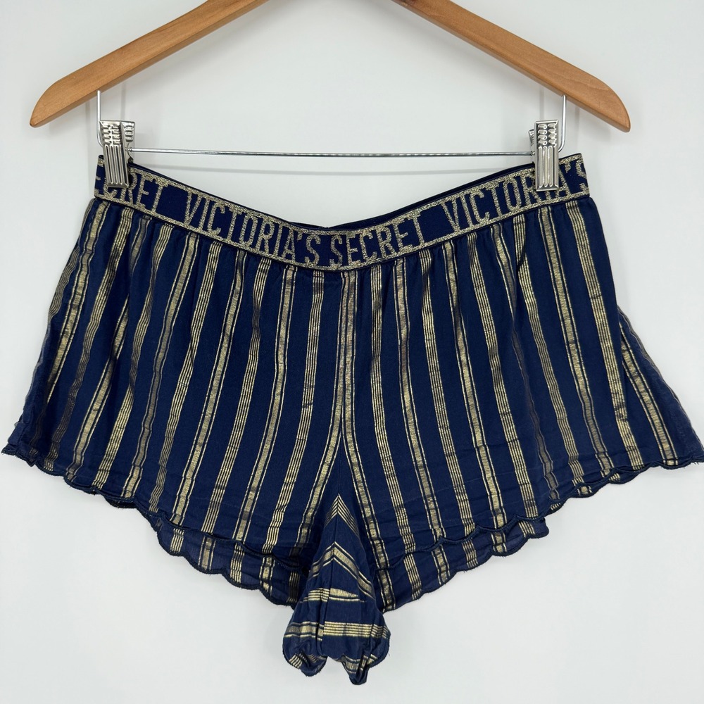 Victoria's Secret Blue Metallic Boxer Sleep Shorts Sz‎ M Y2K